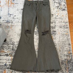 Fashion Nova Olive Green Flare Jeans